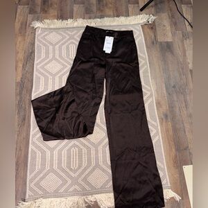 Zara Chocolate Brown Satin Trousers